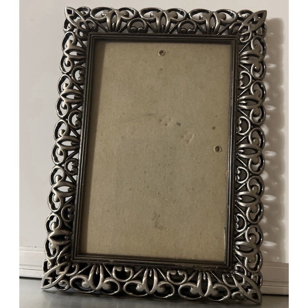 Sixtrees Ornate Silver Tone Metal Picture Frame 4x6 Celtic Scroll Tabletop